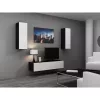 Piekarināms TV statīvs cama meble VIGO 140 — 1400×400×300 mm, skaidu plātnes virsma, melns/balts spīdums