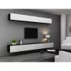 Piekarināms TV statīvs cama meble VIGO 140 — 1400×400×300 mm, skaidu plātnes virsma, melns/balts spīdums