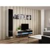 TV statīvs Cama Meble VIGO NEW 30/140/40 – 1400×400×300 mm, balta virsma, skaidu plātne, balts rāmis, balts/melns spīdums