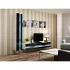 TV statīvs Cama Meble VIGO NEW 30/140/40 – 1400×400×300 mm, balta virsma, skaidu plātne, balts rāmis, balts/melns spīdums