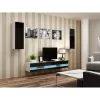 TV statīvs Cama Meble VIGO NEW 30/140/40 – 1400×400×300 mm, balta virsma, skaidu plātne, balts rāmis, balts/melns spīdums