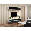 TV statīvs Cama Meble VIGO NEW 30/140/40 – 1400×400×300 mm, balta virsma, skaidu plātne, balts rāmis, balts/melns spīdums