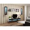 TV statīvs Cama Meble VIGO NEW 30/140/40 – 1400×400×300 mm, balta virsma, skaidu plātne, balts rāmis, balts/melns spīdums