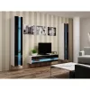 TV statīvs Cama Meble VIGO NEW 30/140/40 – 1400×400×300 mm, balta virsma, skaidu plātne, balts rāmis, balts/melns spīdums