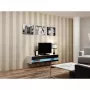 TV statīvs Cama Meble VIGO NEW 30/140/40 – 1400×400×300 mm, balta virsma, skaidu plātne, balts rāmis, balts/melns spīdums