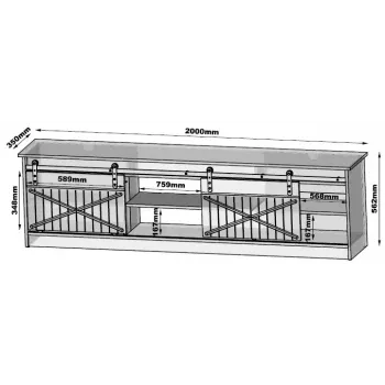 TV skapis Cama Meble GRANERO RTV 200x56.7x35 cm — balts matēts, skaidu plātne