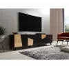 TV skapis cama meble ETNA 200×42×52 cm, melna matēta virsma, ozolkoka rāmis