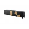TV skapis cama meble ETNA 200×42×52 cm, melna matēta virsma, ozolkoka rāmis