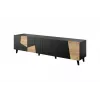 TV skapis cama meble ETNA 200×42×52 cm, melna matēta virsma, ozolkoka rāmis