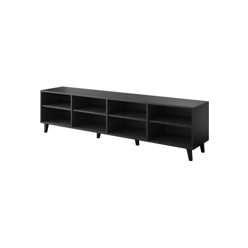 TV skapis cama meble ETNA 200×42×52 cm, melna matēta virsma, ozolkoka rāmis