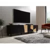 TV skapis cama meble ETNA 200×42×52 cm, melna matēta virsma, ozolkoka rāmis