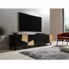 TV skapis cama meble ETNA 200×42×52 cm, melna matēta virsma, ozolkoka rāmis