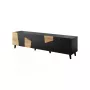 TV skapis cama meble ETNA 200×42×52 cm, melna matēta virsma, ozolkoka rāmis
