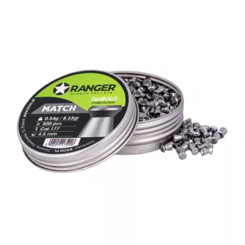 Pneimatiskās lodes RANGER PRORO 4.5 mm Diabolo — 500 gab., sudraba, alumīnija dozators