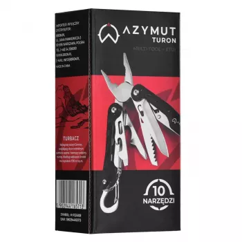 Daudzrīks AZYMUT Turon 10 funkciju karabīns H-P224108 — nerūsējošais tērauds 420, salocīts 11 cm, svars 224 g, ādas holsteris