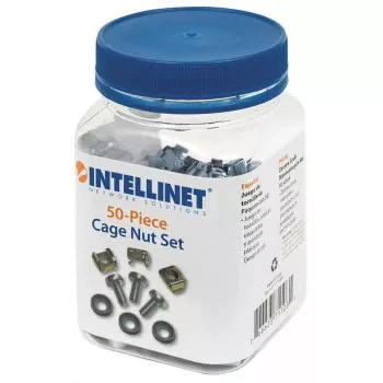 Cage nuts komplekts INTELLINET 711081 — plastmasas korpuss, sudraba krāsa, montāžas komplekts, 10 g