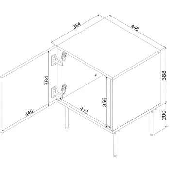 Naktsgaldiņš Cama meble SIENA 44.5×40×59 cm, kašmira matēts, MDF un skaidu plātne, komplektā 2 gab.