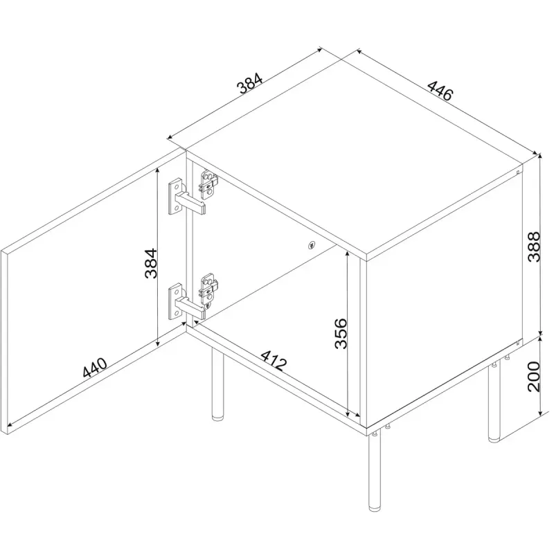 Naktsgaldiņš Cama meble SIENA 44.5×40×59 cm, kašmira matēts, MDF un skaidu plātne, komplektā 2 gab.