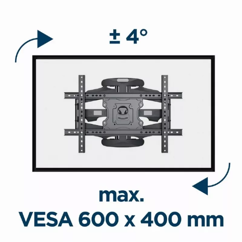 TV sienas stiprinājums Gembird WM-75ST-01 32 inch–75 inch, VESA 600x400, 45.5 kg, regulējams 4.9–49.1 cm, slīpums -5°–8°