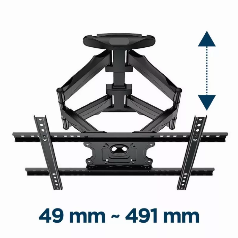 TV sienas stiprinājums Gembird WM-75ST-01 32 inch–75 inch, VESA 600x400, 45.5 kg, regulējams 4.9–49.1 cm, slīpums -5°–8°
