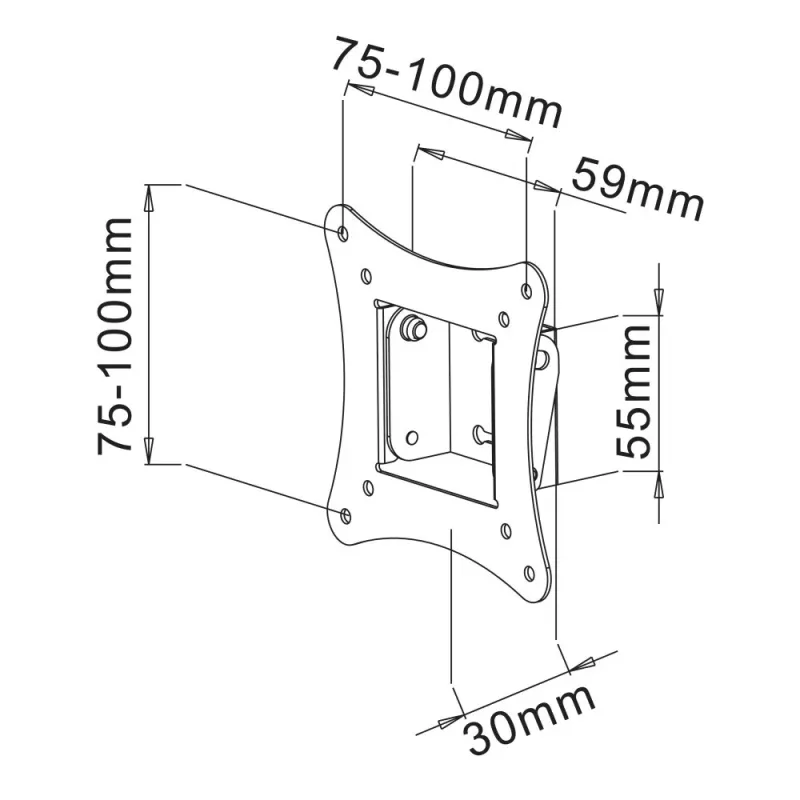 Techly ICA-LCD-900 76,2 cm (30 collu) Melns sienas stiprinājums