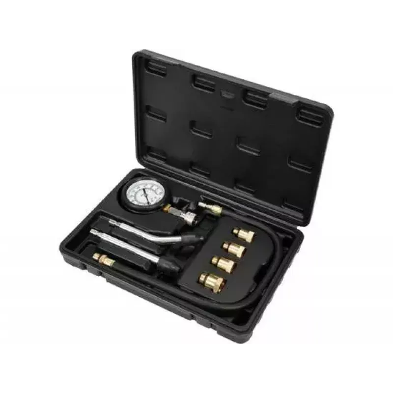 Analogais manometrs YATO YT-73022 0–20 bar, 75 mm ciparnīca, oglekļa tērauds, 0,5 m šļūtene, 4 misiņa adapteri, transporta maciņš