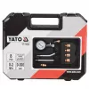 Analogais manometrs YATO YT-73022 0–20 bar, 75 mm ciparnīca, oglekļa tērauds, 0,5 m šļūtene, 4 misiņa adapteri, transporta maciņš