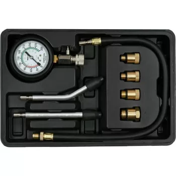 Analogais manometrs YATO YT-73022 0–20 bar, 75 mm ciparnīca, oglekļa tērauds, 0,5 m šļūtene, 4 misiņa adapteri, transporta maciņš