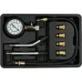 Analogais manometrs YATO YT-73022 0–20 bar, 75 mm ciparnīca, oglekļa tērauds, 0,5 m šļūtene, 4 misiņa adapteri, transporta maciņš