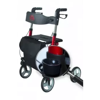 Četrriteņu alumīnija staigulis ANTAR AT51006, salokāms, regulējams augstums, 20 cm riteņi, max slodze 136 kg, sēdeklis 25×46 cm, svars 7.35 kg