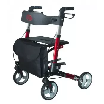 Četrriteņu alumīnija staigulis ANTAR AT51006, salokāms, regulējams augstums, 20 cm riteņi, max slodze 136 kg, sēdeklis 25×46 cm, svars 7.35 kg