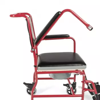 Ratiņkrēsls ar poda sēdekli TIMAGO FS 692 salokāms viegls, tērauda rāmis, 4 riteņi, 100 kg