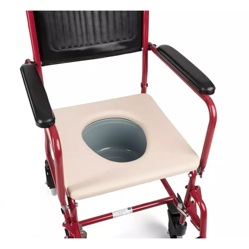 Ratiņkrēsls ar poda sēdekli TIMAGO FS 692 salokāms viegls, tērauda rāmis, 4 riteņi, 100 kg