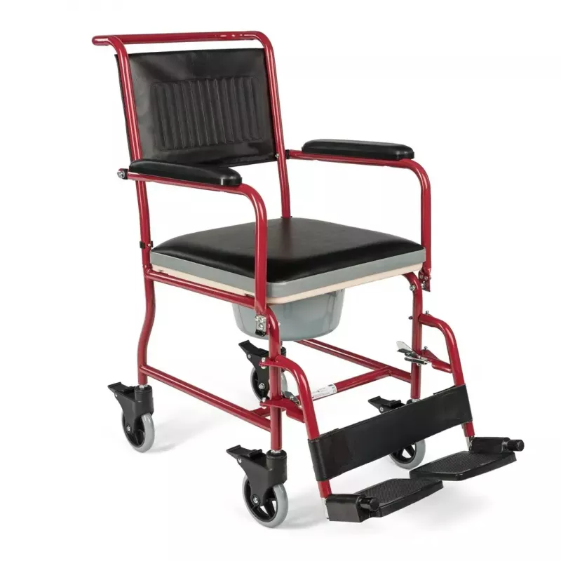 Ratiņkrēsls ar poda sēdekli TIMAGO FS 692 salokāms viegls, tērauda rāmis, 4 riteņi, 100 kg