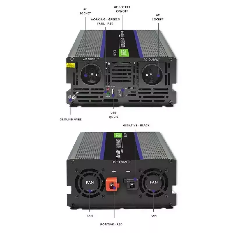 Strāvas invertors QOLTEC Monolith 6000 MS 12V uz 230V 6000W