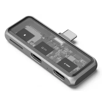 Satechi ST-HXRSDM — USB 3.2 Gen 2 Type-C dokstacija ar 100 W PD un MicroSD lasītāju, pelēka