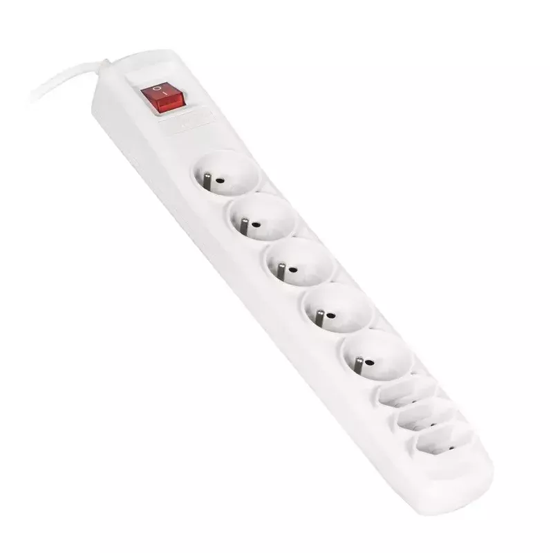 Strāvas pagarinātājs ActiveJet APN-8G/5M-GR — 8 kontaktligzdas (E/C tips), 5 m vads, 10 A, 230 V, pelēks