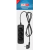 Pagarinātājs ActiveJet 3GNU-1.5M-C — 3 kontaktligzdas, 1.5 m kabelis, 230 V, 10 A, melns