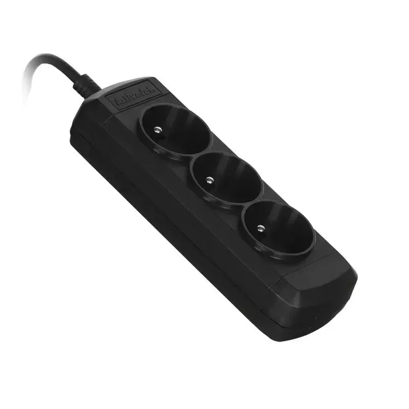 Pagarinātājs ActiveJet 3GNU - 3M - C, 3 kontaktligzdas E tips, 3 m kabelis, 230 V, 10 A, melns