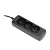 Pagarinātājs ActiveJet 3GNU - 3M - C, 3 kontaktligzdas E tips, 3 m kabelis, 230 V, 10 A, melns