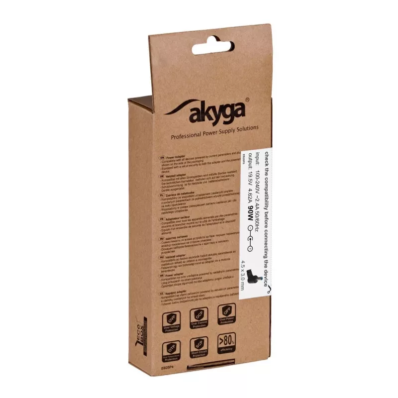 Akyga AK-ND-26 barošanas adapteris klēpjdatoriem, 90W, 19.5V, 4.62A, AC-DC, melns
