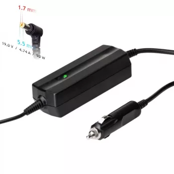 Akyga AK-ND-43 auto barošanas adapteris Acer klēpjdatoriem, 90 W, 19 V / 4,74 A, 5,5 x 1,7 mm, 12 V ieeja