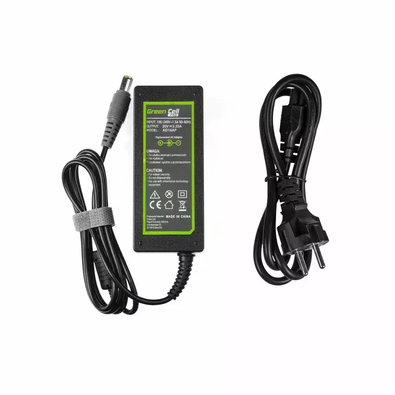 Green Cell AD16AP PRO lādētājs Lenovo klēpjdatoriem 20V | 3.25A | 65W | 7.7-5.5mm