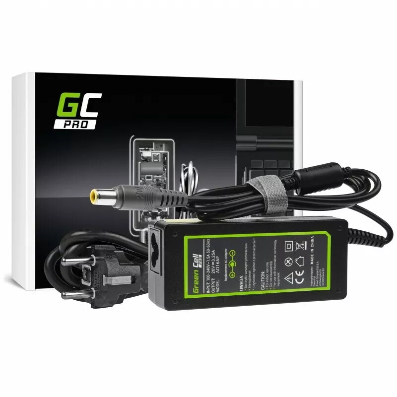 Green Cell AD16AP PRO lādētājs Lenovo klēpjdatoriem 20V | 3.25A | 65W | 7.7-5.5mm