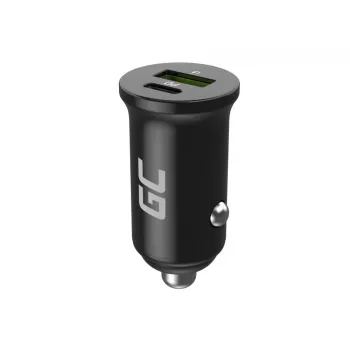 Auto lādētājs Green Cell CADM-GC-38AC 38W, 1x USB-C (PD 3.0) + 1x USB-A, alumīnija korpuss, melns