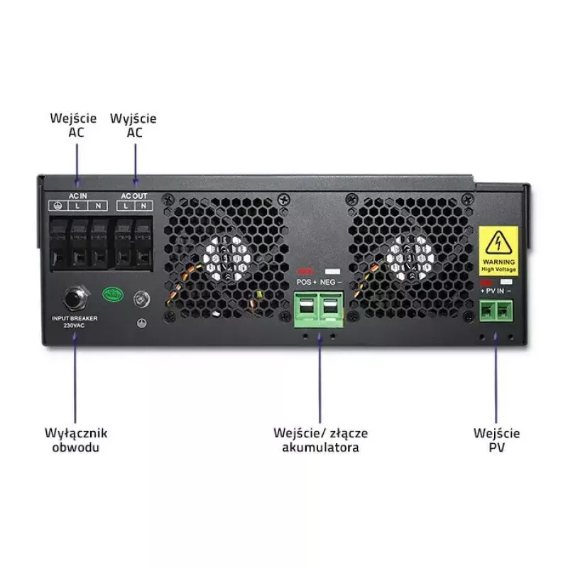Qoltec 53886 off-grid hibrīdais saules invertors, 3,5 kW, 100 A MPPT, 24 V, tīra sinusoīda
