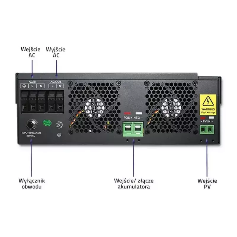 Qoltec 53886 off-grid hibrīdais saules invertors, 3,5 kW, 100 A MPPT, 24 V, tīra sinusoīda