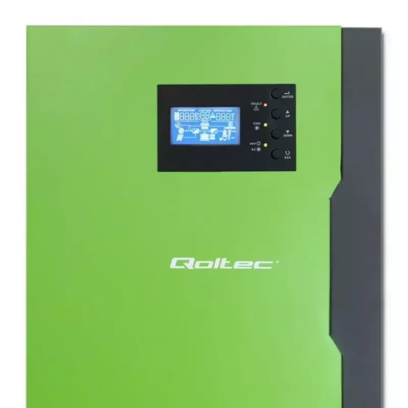 Qoltec 53886 off-grid hibrīdais saules invertors, 3,5 kW, 100 A MPPT, 24 V, tīra sinusoīda