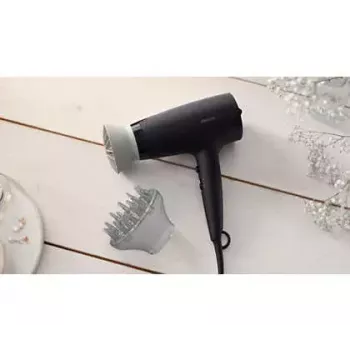 Fēns Philips BHD302/00 1600W melns, 3 siltuma līmeņi, 3 ātrumi, aukstā pūšana, 2 uzgaļi