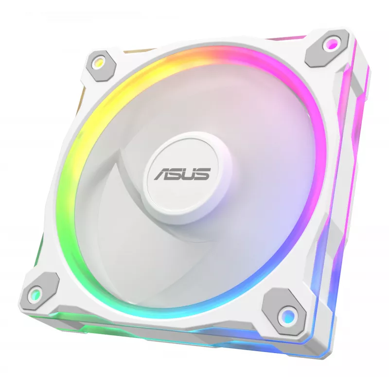 120 mm PC korpusa ventilators ASUS Prime MR120 ARGB Reverse White — 1600 RPM, 58 CFM, PWM, sleeve bearing